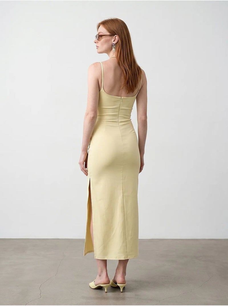 Robe midi moulante sans manches pour femme dilvin Jaune citron - Kiabi