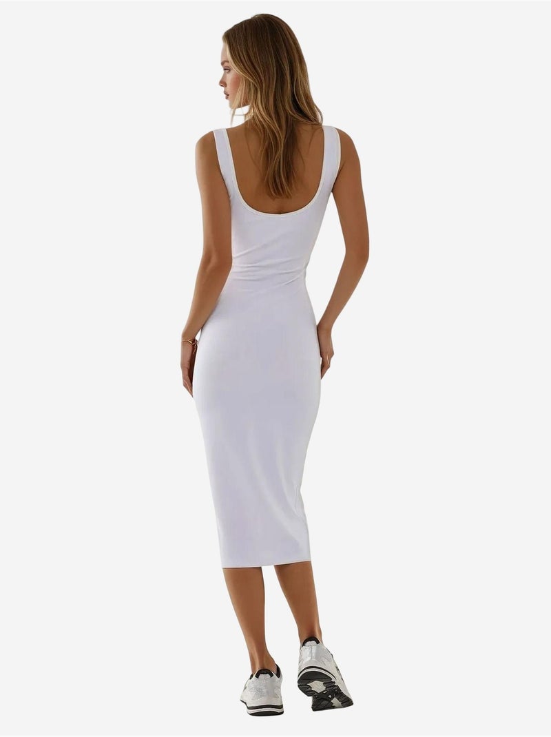 Robe midi moulante texturée Blanc - Kiabi