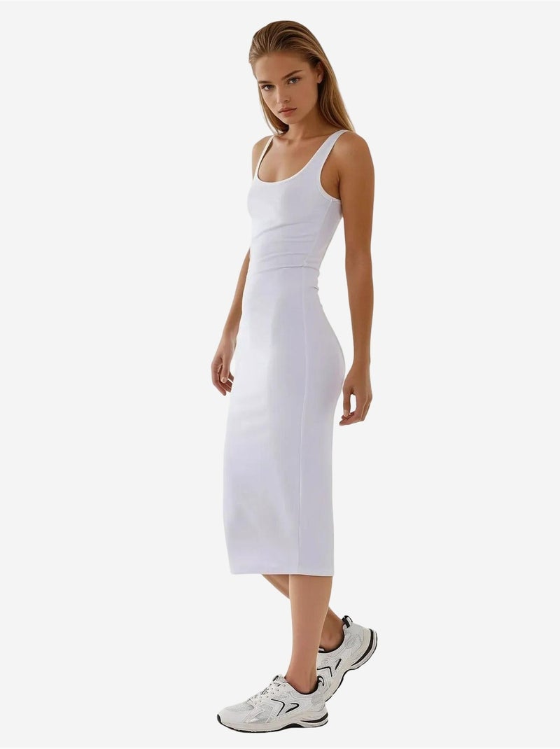 Robe midi moulante texturée Blanc - Kiabi
