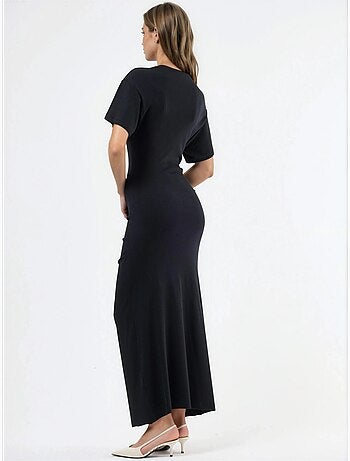 Robe midi moulante unie à col rond busem