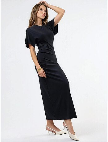 Robe midi moulante unie à col rond busem