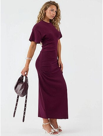 Robe midi moulante unie à col rond busem