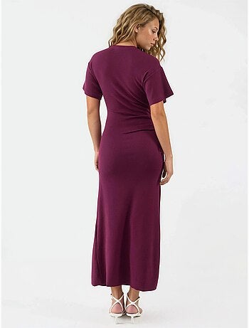 Robe midi moulante unie à col rond busem
