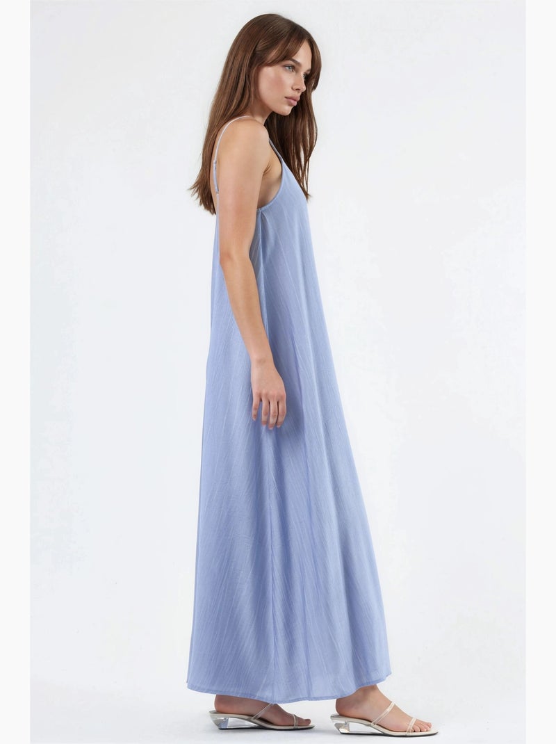 Robe midi nuisette à col u et coupe ample busem Bleu ciel - Kiabi