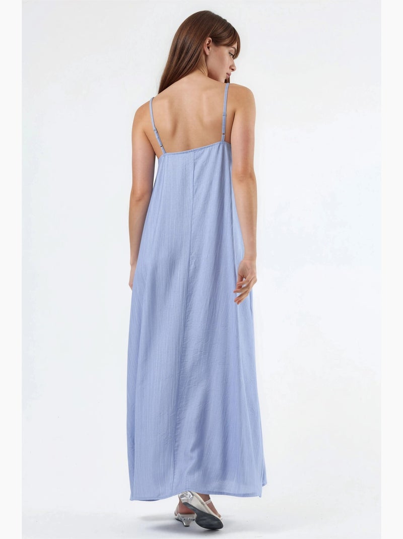 Robe midi nuisette à col u et coupe ample busem Bleu ciel - Kiabi