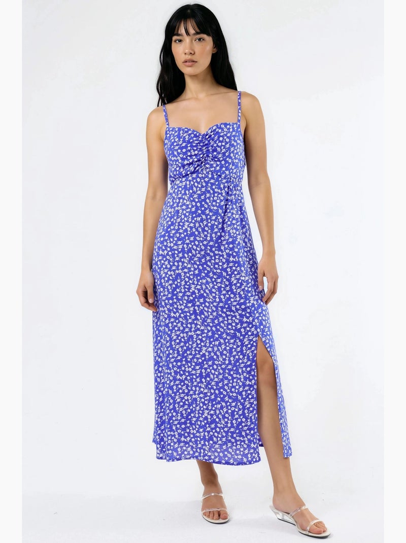 Robe midi nuisette fleurie à col cœur busem Bleu électrique - Kiabi