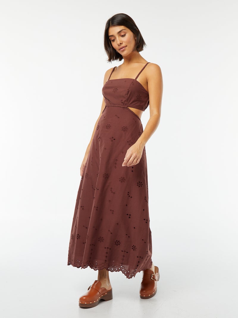 Robe midi ouverture sur les côtés Marron - Kiabi