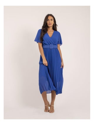 Robe midi plissée et ceinture ISALA