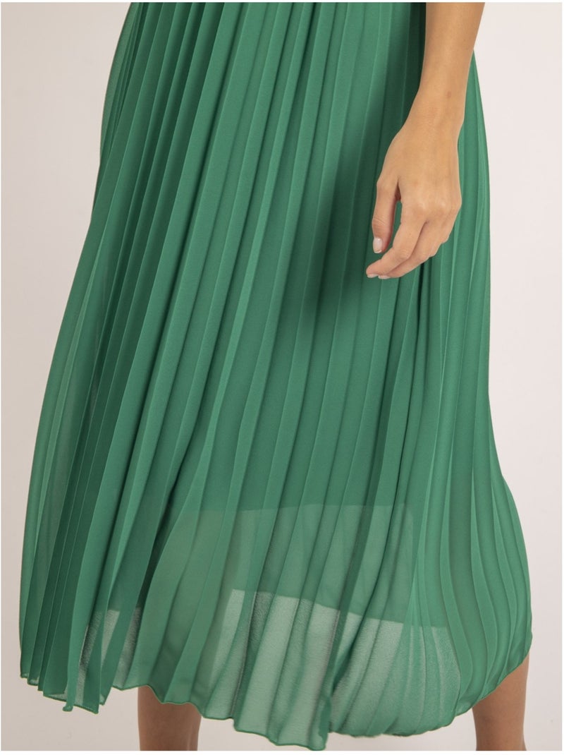 Robe midi plissée et ceinture isala Vert - Kiabi