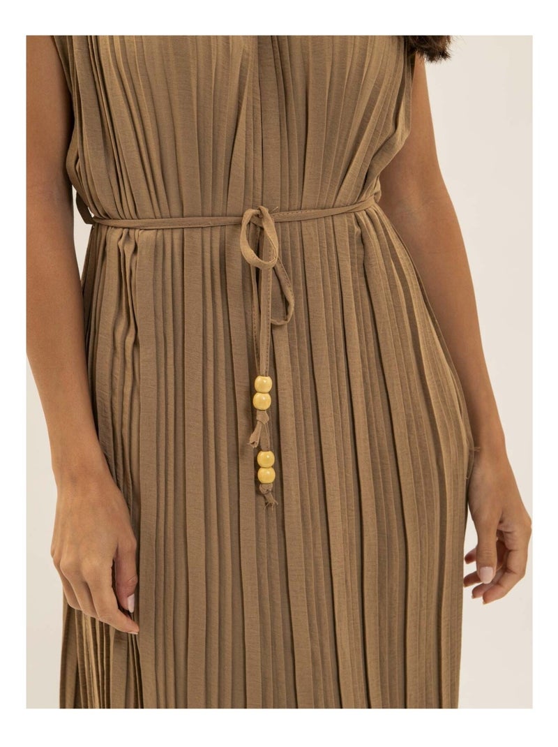 Robe midi plissée IROVE Beige - Kiabi