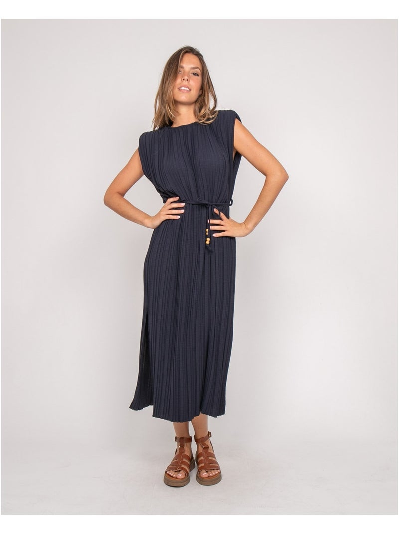 Robe midi plissée IROVE Bleu marine - Kiabi