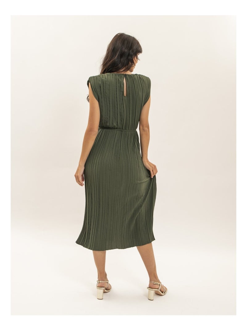 Robe midi plissée IROVE Kaki - Kiabi