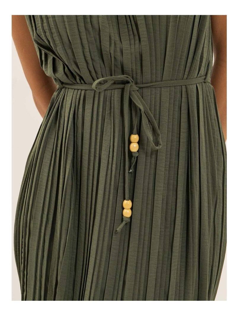 Robe midi plissée IROVE Kaki - Kiabi
