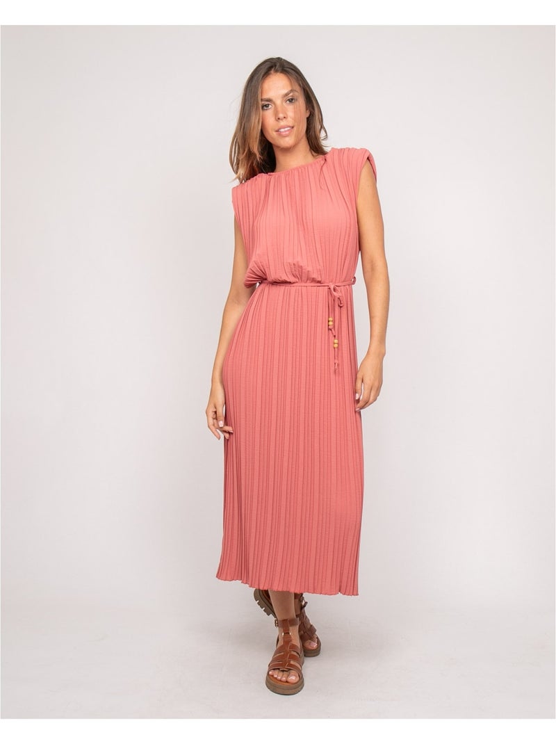 Robe midi plissée IROVE Orange corail - Kiabi