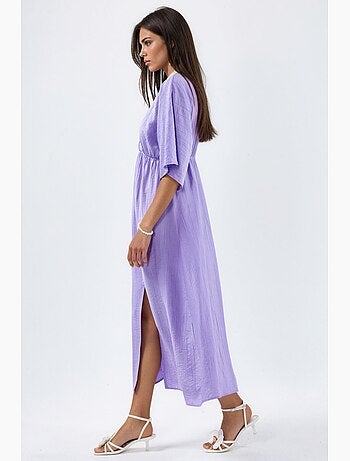 Robe midi portefeuille à col v et manches trois-quarts busem