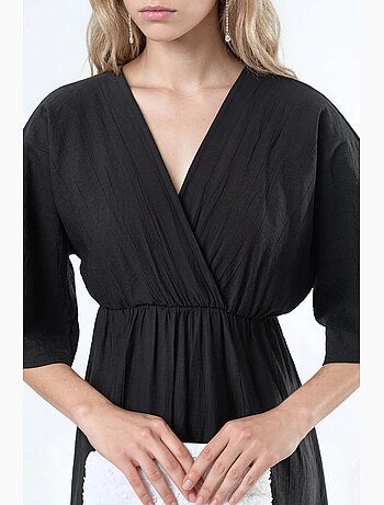 Robe midi portefeuille à col v et manches trois-quarts busem