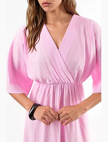 Robe midi portefeuille à col v et manches trois-quarts busem