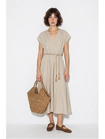 Robe midi portefeuille ceinturée lucci