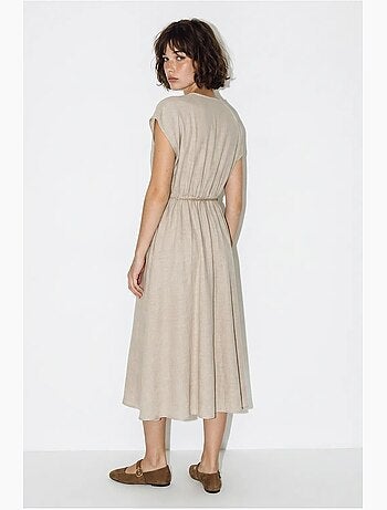 Robe midi portefeuille ceinturée lucci