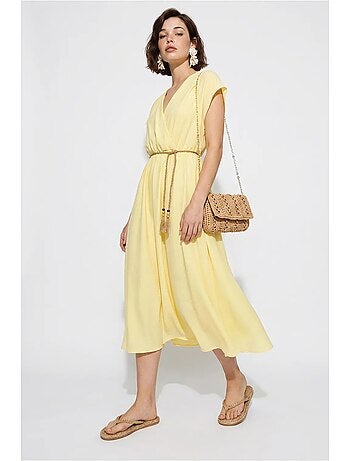 Robe midi portefeuille ceinturée lucci