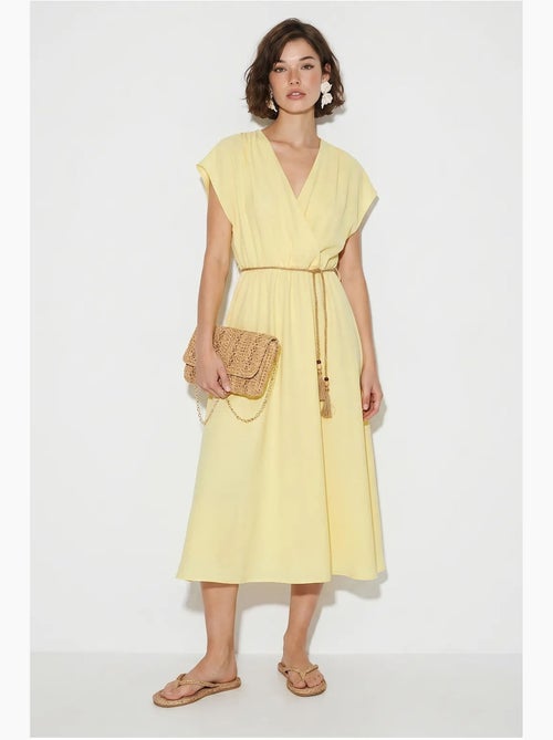 Robe midi portefeuille ceinturée lucci - Kiabi