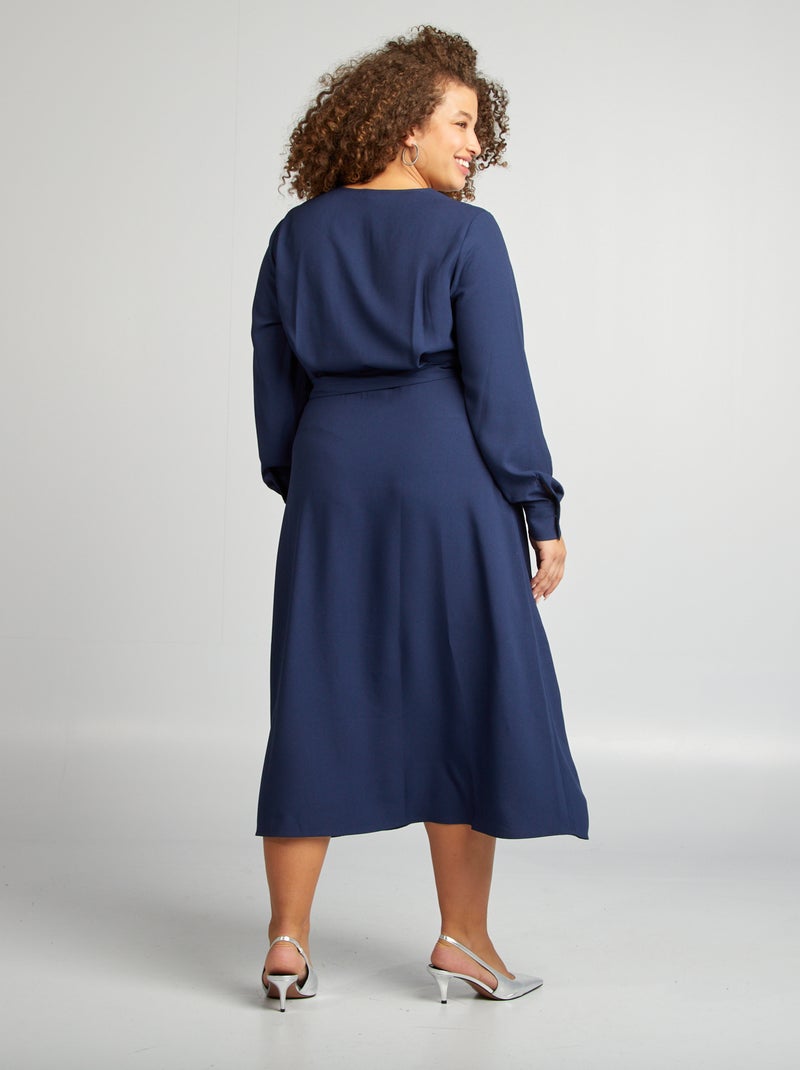 Robe midi portefeuille Noir - Kiabi