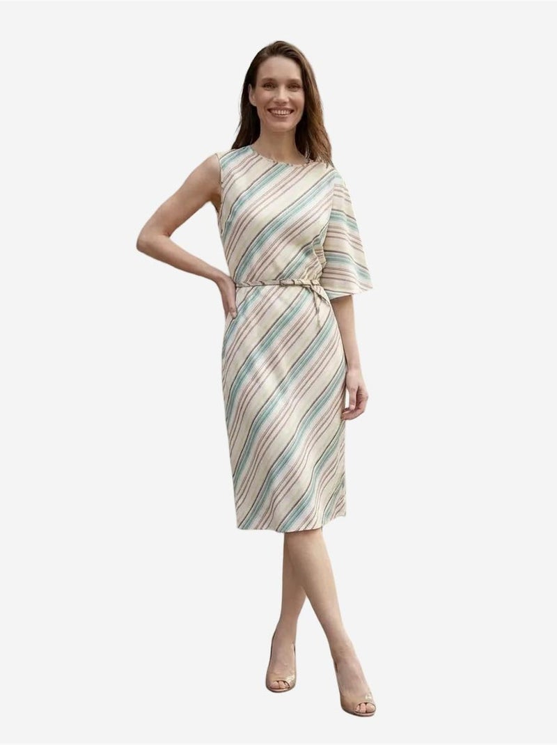 Robe midi rayée en lyocell my fashion Bleu pastel - Kiabi