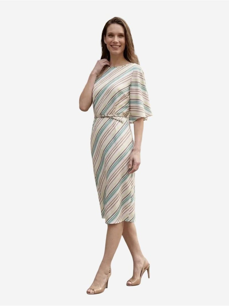 Robe midi rayée en lyocell my fashion Bleu pastel - Kiabi