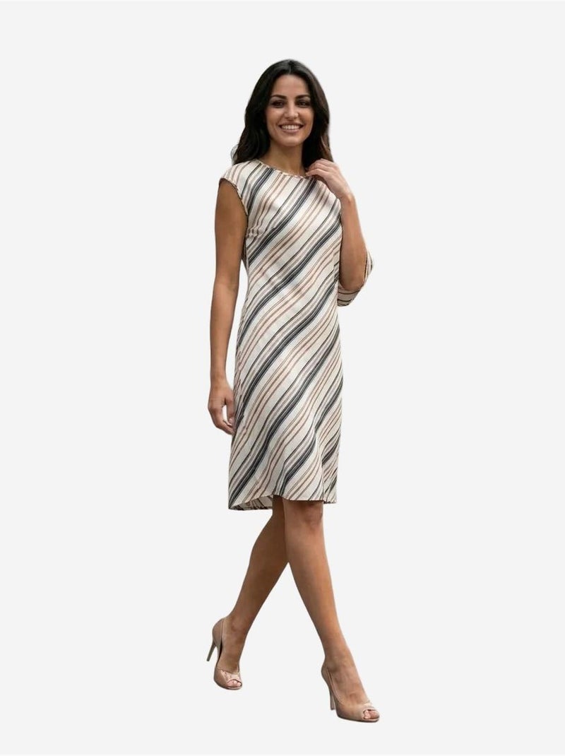 Robe midi rayée en lyocell my fashion Marron clair - Kiabi