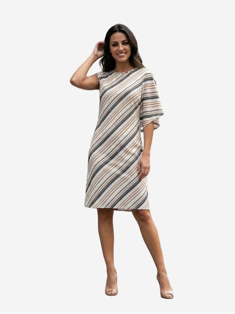 Robe midi rayée en lyocell my fashion Marron clair - Kiabi