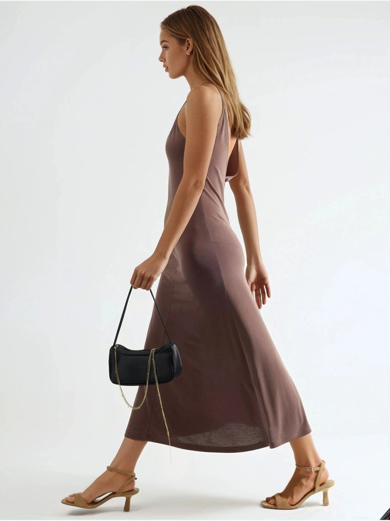 Robe midi sans manches à col en v busem Marron clair - Kiabi