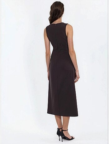 Robe midi sans manches à col rond