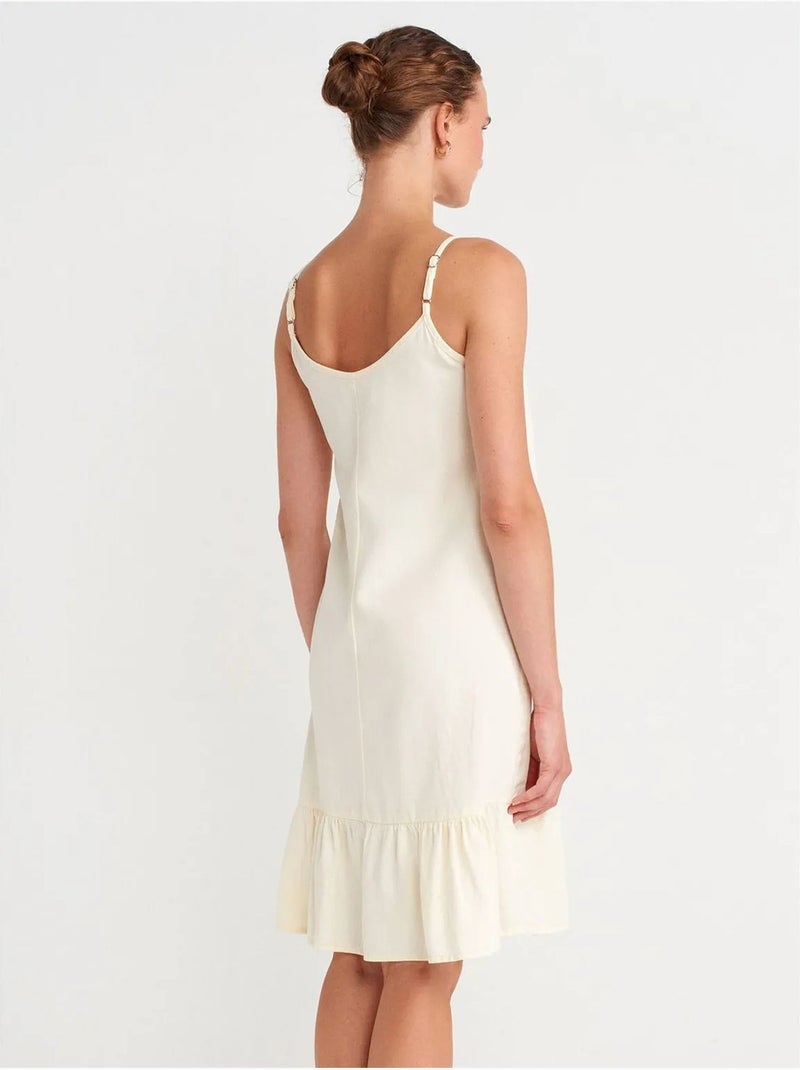 Robe midi sans manches à détail volanté dilvin Crème - Kiabi