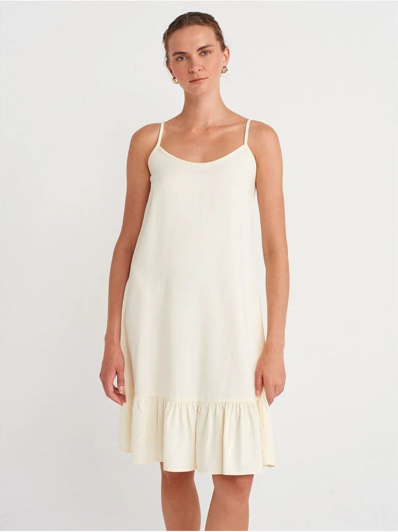 Robe midi sans manches à détail volanté dilvin Crème - Kiabi