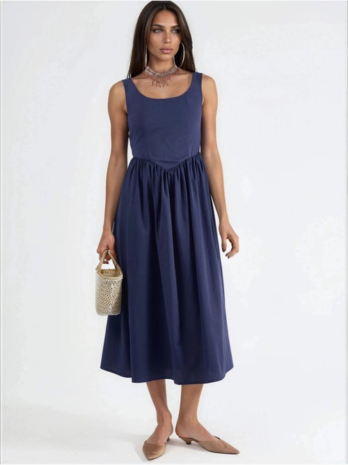 Robe midi sans manches a encolure arrondie busem - Kiabi Robe midi sans manches a encolure arrondie busem - Kiabi
