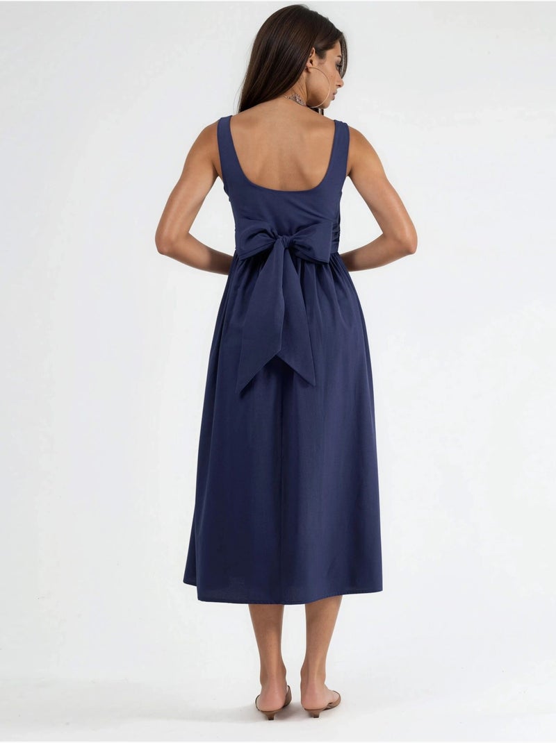 Robe midi sans manches a encolure arrondie busem Bleu marine - Kiabi