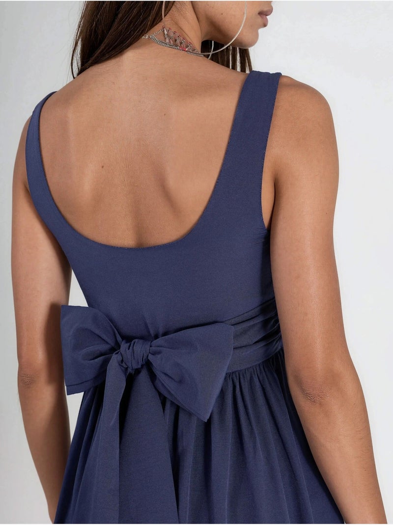 Robe midi sans manches a encolure arrondie busem Bleu marine - Kiabi