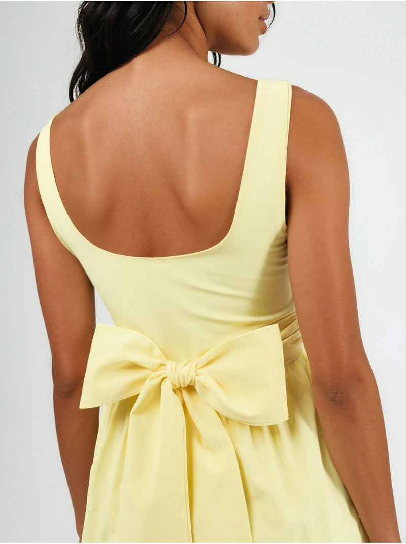 Robe midi sans manches a encolure arrondie busem Jaune citron - Kiabi
