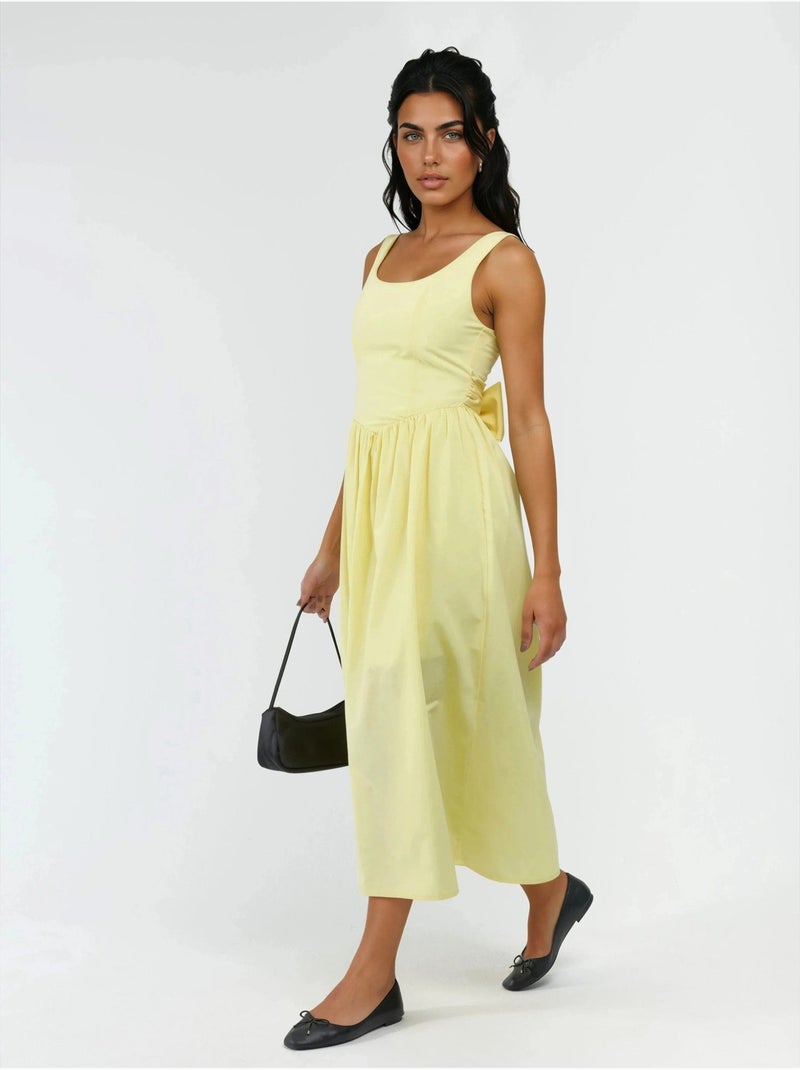 Robe midi sans manches a encolure arrondie busem Jaune citron - Kiabi
