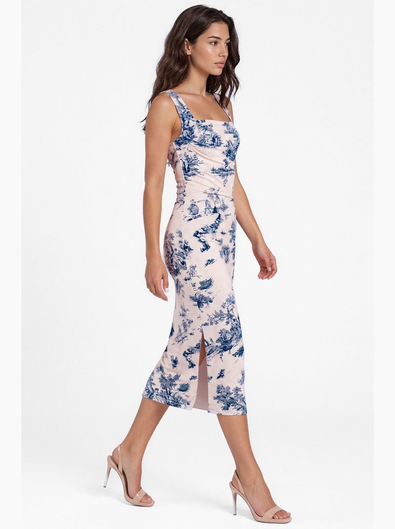 Robe midi sans manches à motif hiccup Ivoire - Kiabi