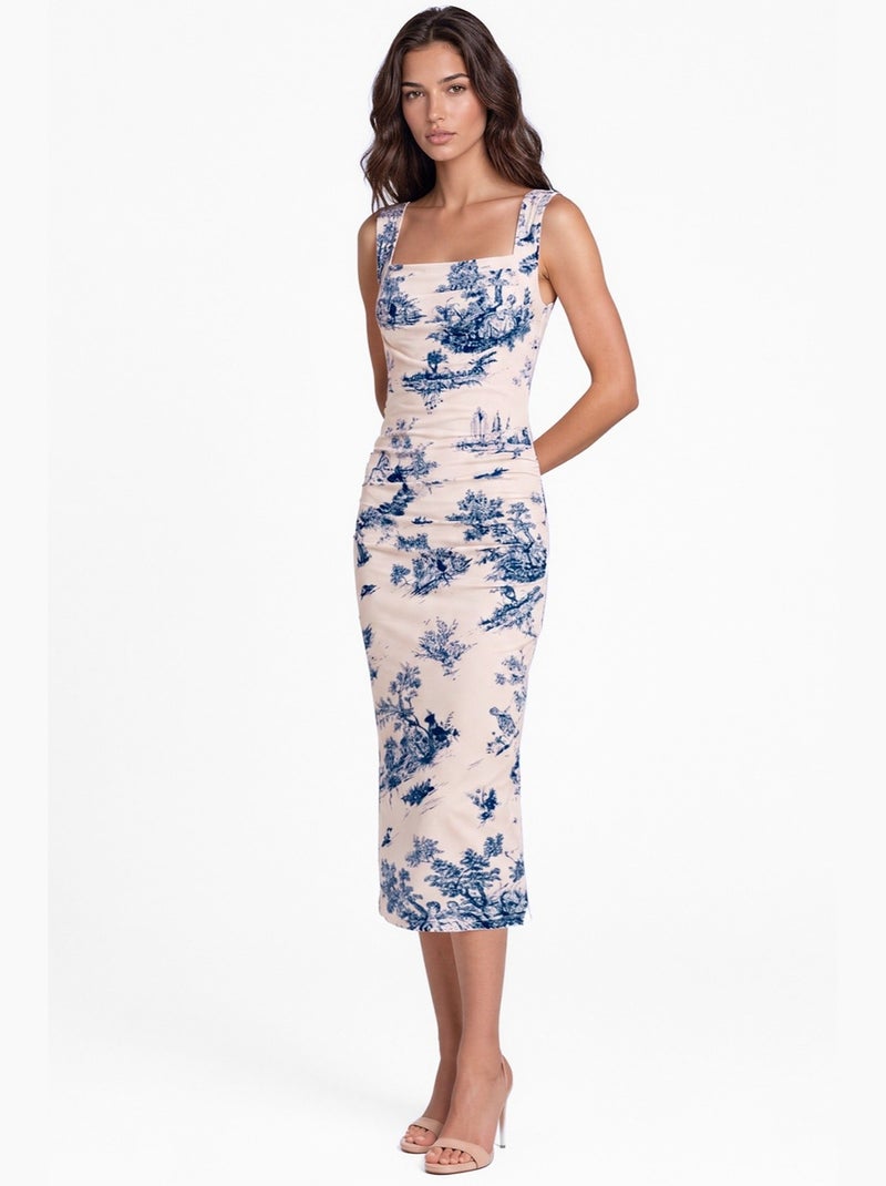 Robe midi sans manches à motif hiccup Ivoire - Kiabi