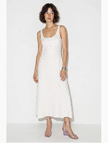 Robe midi sans manches à pois avec lien lucci