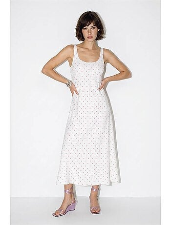 Robe midi sans manches à pois avec lien lucci