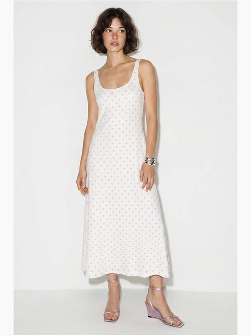 Robe midi sans manches à pois avec lien lucci - Kiabi Robe midi sans manches à pois avec lien lucci - Kiabi