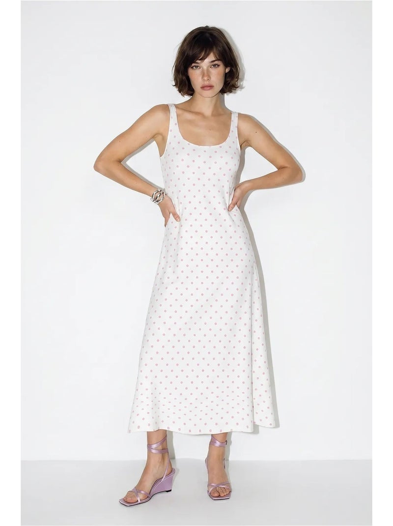 Robe midi sans manches à pois avec lien lucci Blanc - Kiabi