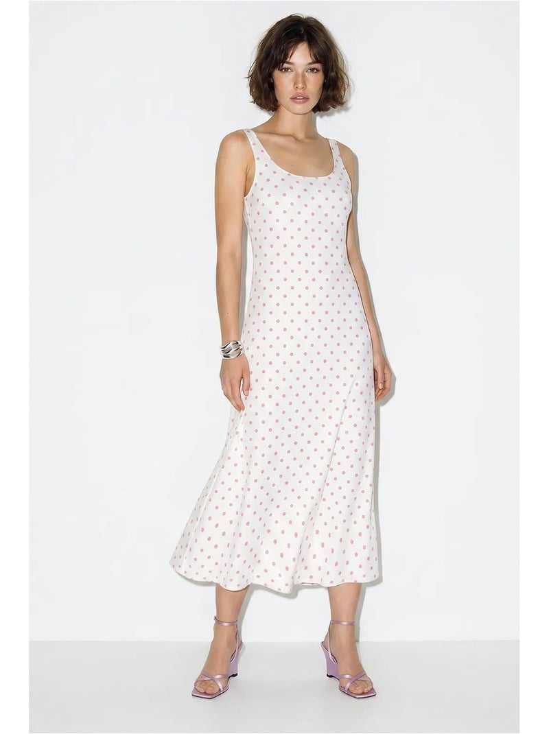 Robe midi sans manches à pois avec lien lucci Blanc - Kiabi