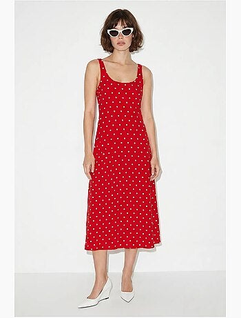 Robe midi sans manches à pois avec lien lucci