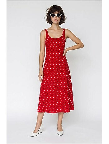 Robe midi sans manches à pois avec lien lucci