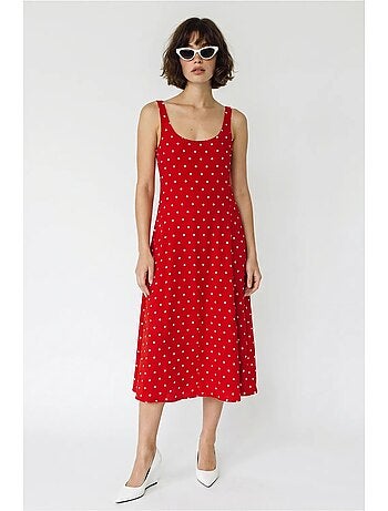 Robe midi sans manches à pois avec lien lucci