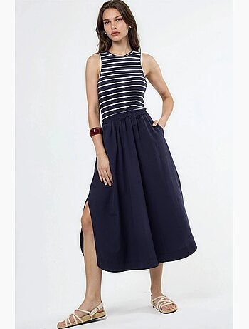 Robe midi sans manches à rayures busem